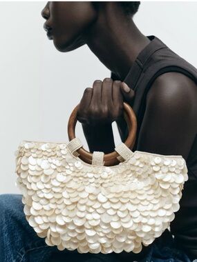 NWT ZARA FAUX MOTHER-OF-PEARL APPLIQUÉ BAG